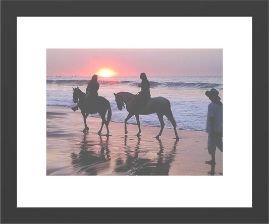 Sunset by Horseback Mancora, Peru - Framed Print