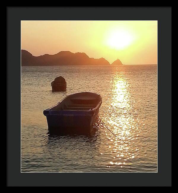 Boats at Sunset Colombia - Framed Print