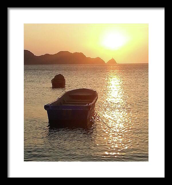 Boats at Sunset Colombia - Framed Print