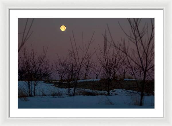 Full Moon Setting Sunrise - Framed Print