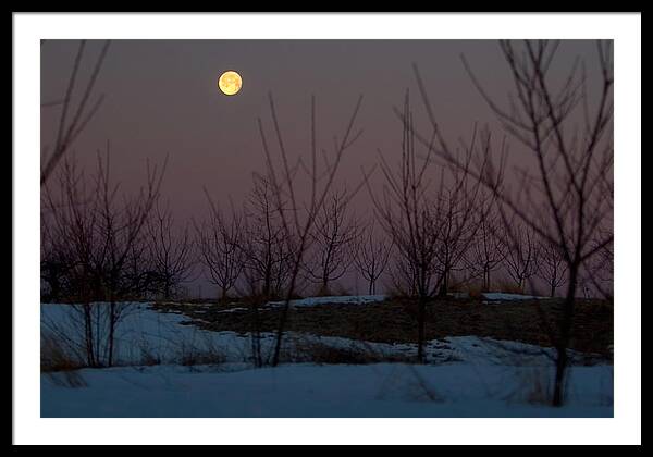 Full Moon Setting Sunrise - Framed Print