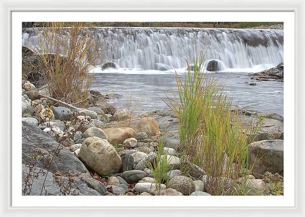 Waterfall and Grass New Hampshire - Framed Print