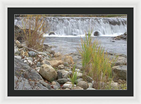 Waterfall and Grass New Hampshire - Framed Print