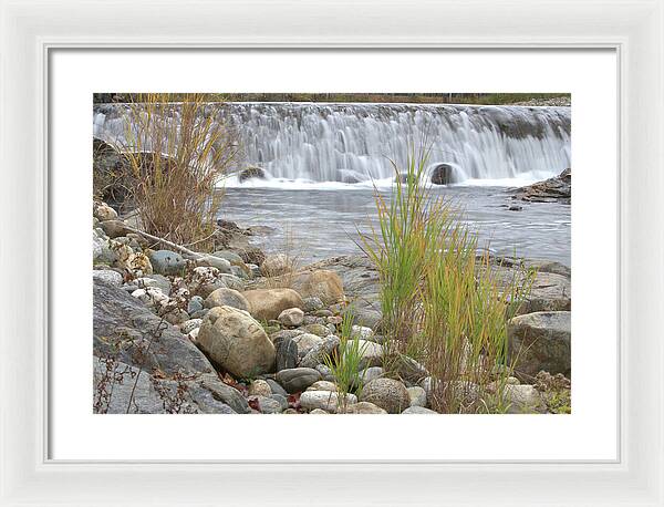 Waterfall and Grass New Hampshire - Framed Print