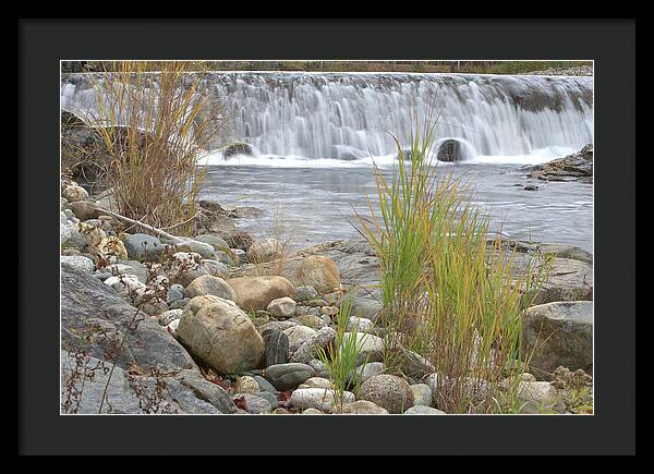 Waterfall and Grass New Hampshire - Framed Print